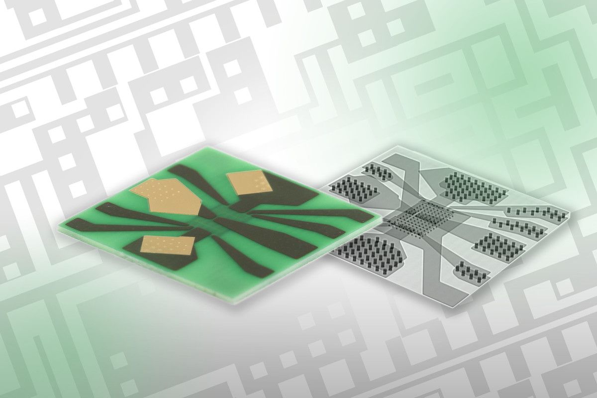 Monolithic half bridge with low voltage HEMT for point-of-load converter realized by PCB embedding; developed at Fraunhofer IAF