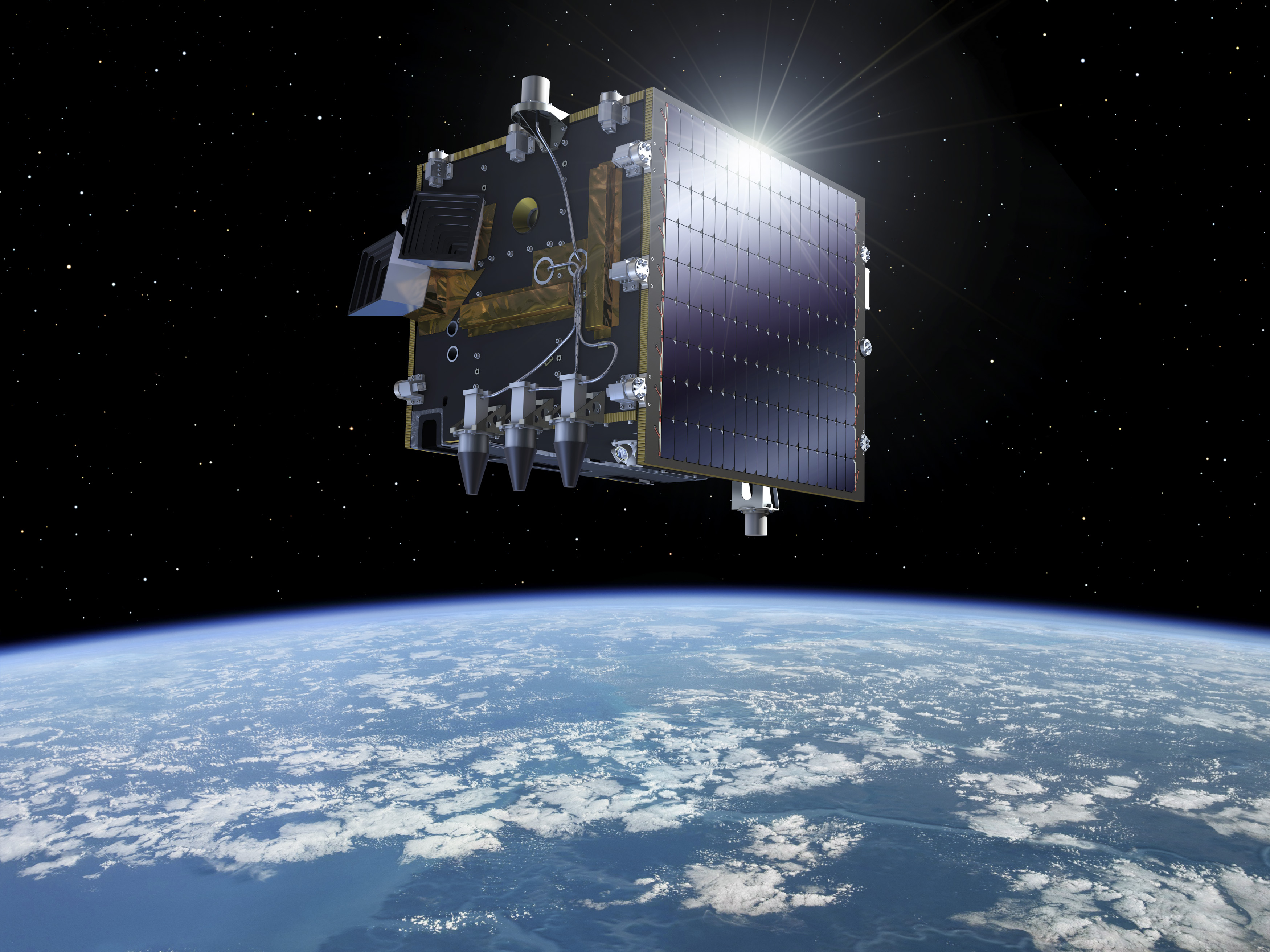 Der Mini-Satellit Proba-V im Weltall über Erde