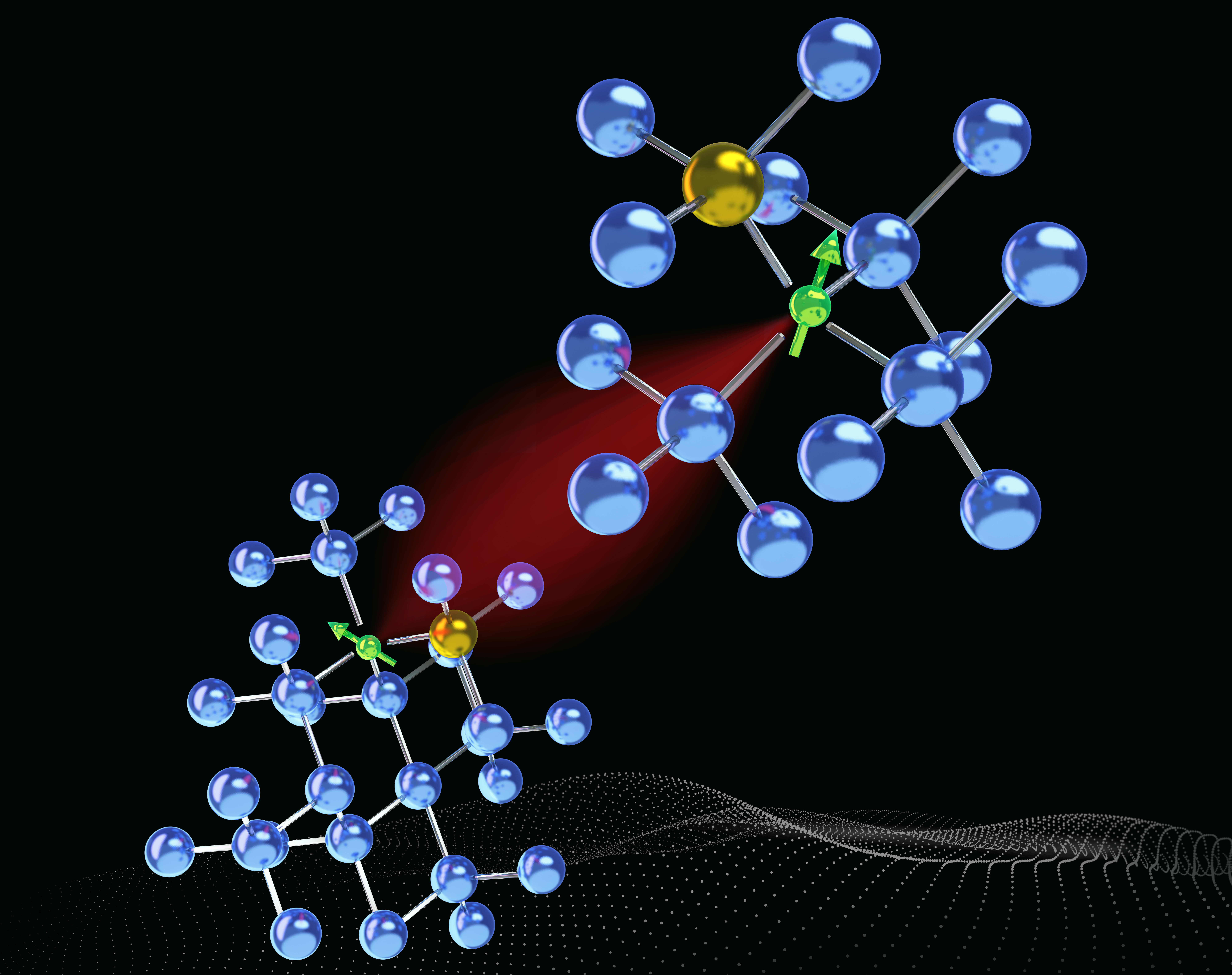 chematic representation of two diamond crystals with nitrogen vacancy centers