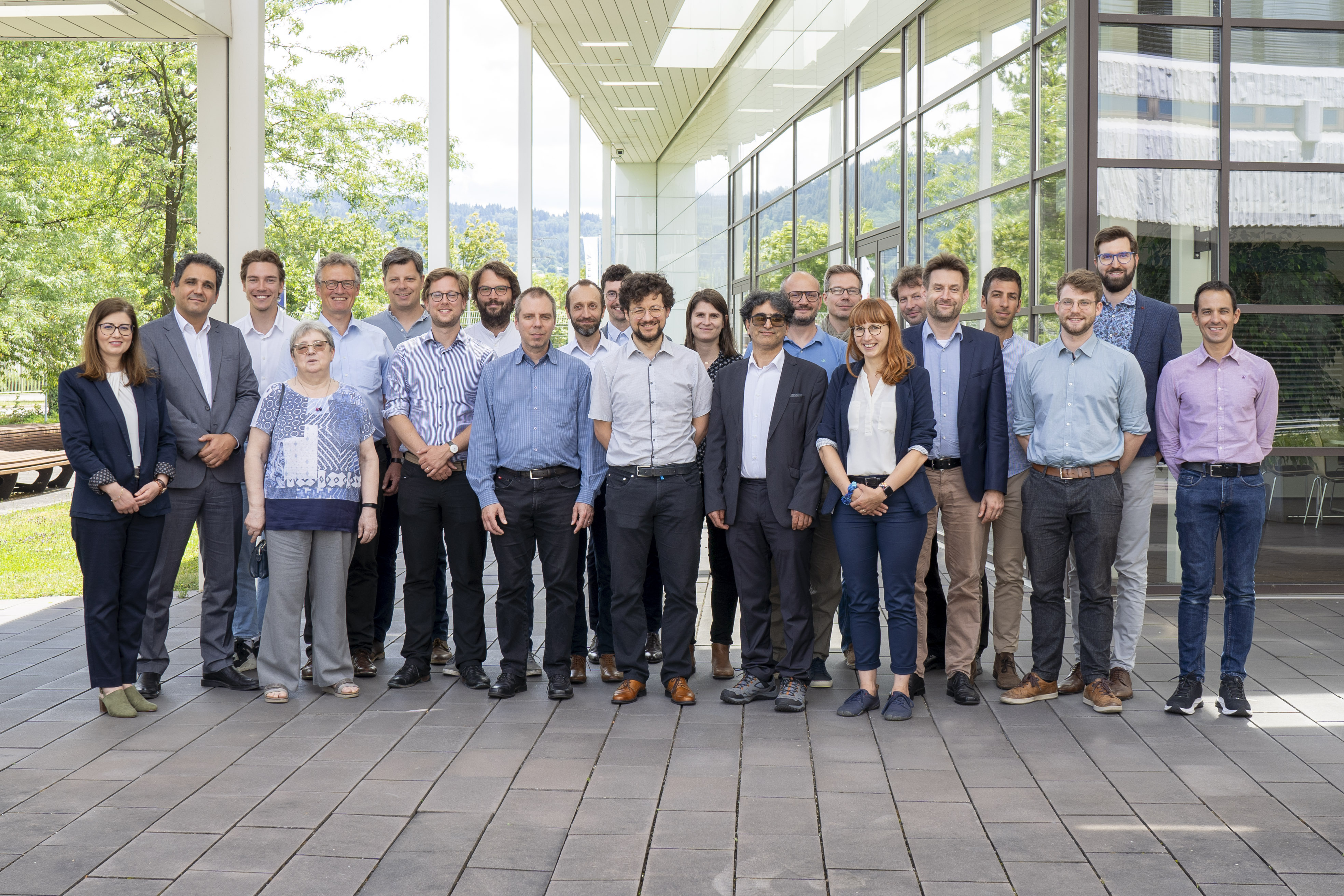 Group foto of the MATQu review meeting in front of Fraunhofer IAF
