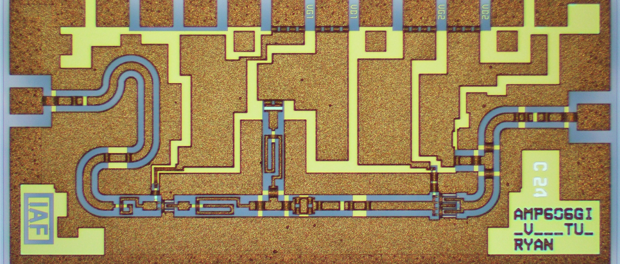 GaN on Si MMIC in the V frequency band (50 – 75 GHz) realized in the project. GaN on Si MMIC in the V frequency band (50 – 75 GHz) realized in the project.