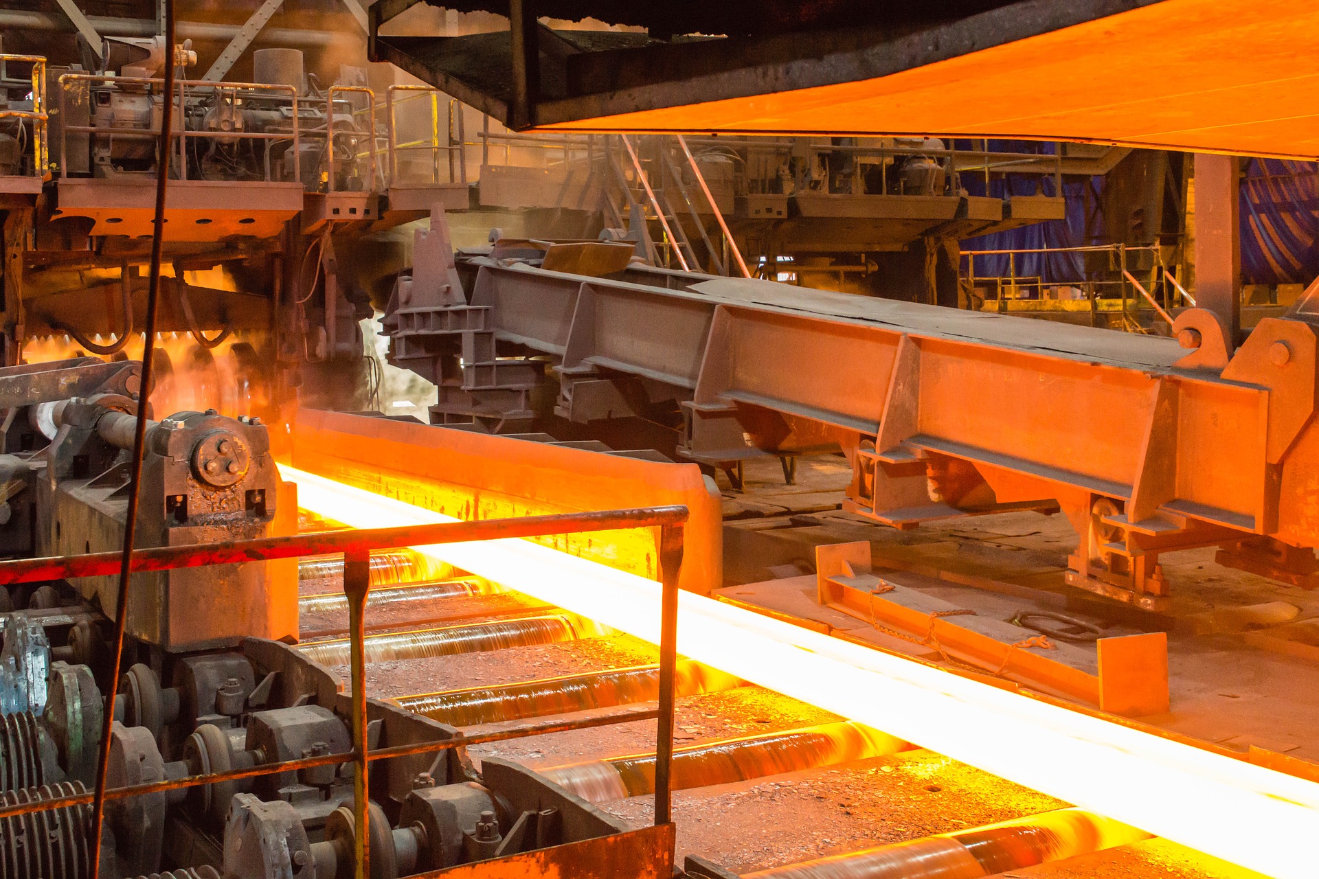 Production line in a hot rolling mill