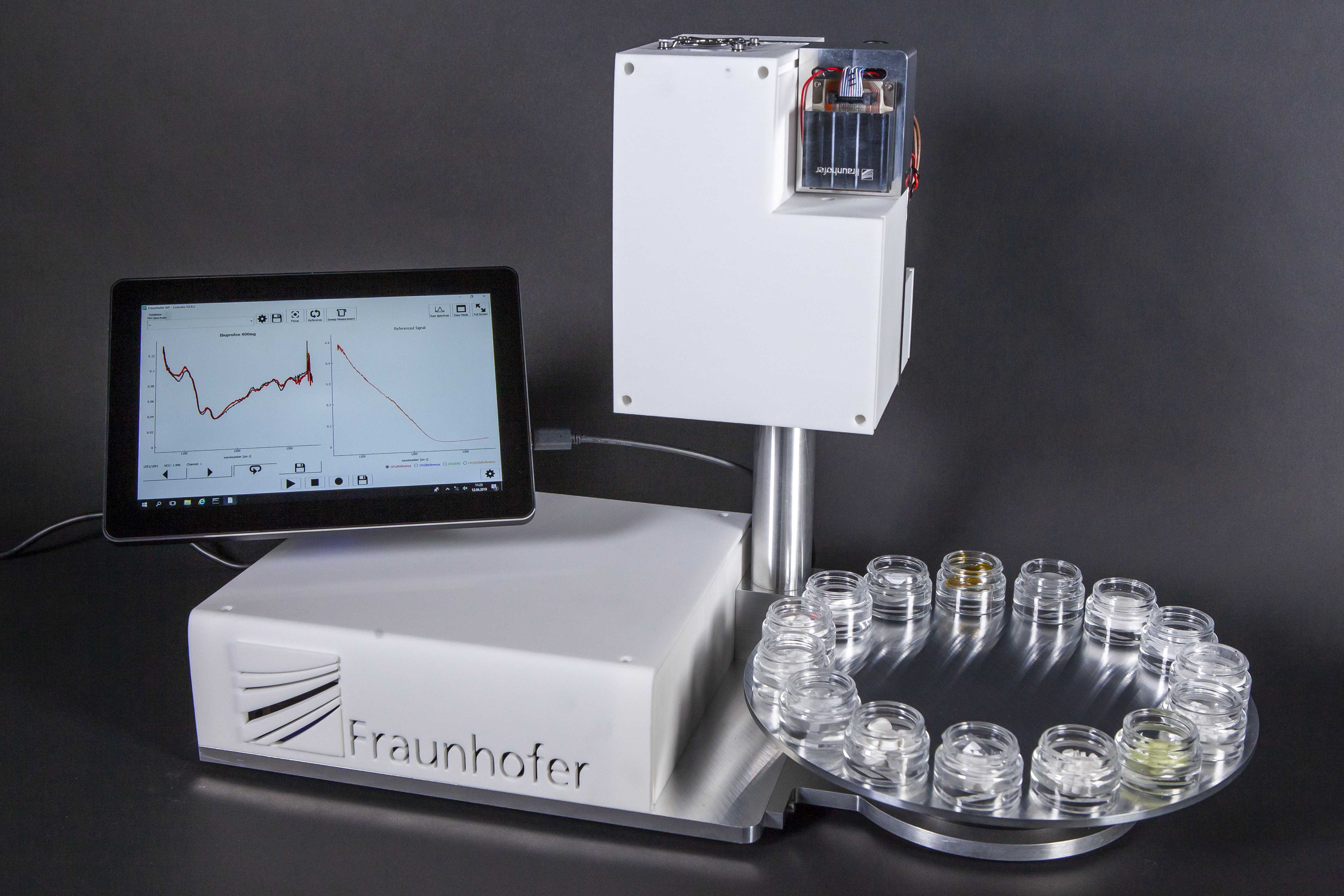 Demonstrator for fingerprint spectroscopy against a black background