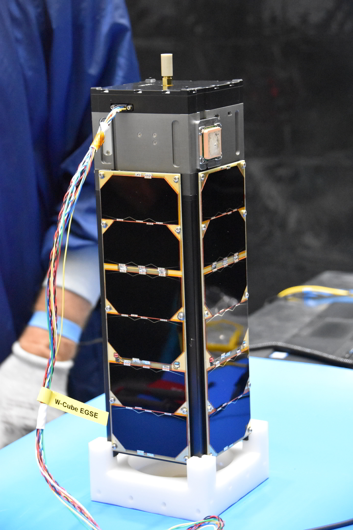 Final preparations on the W-Cube nanosatellite shortly before it was launched